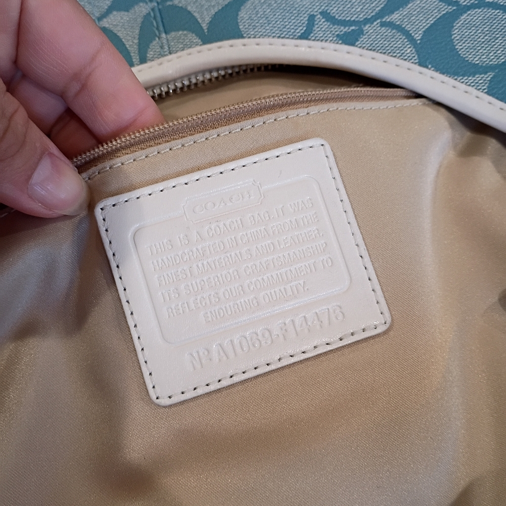 COACH SIGNATURE STRIPED CHELSEA HOBO BAG – BLUE/WHITE NO. F14476 - Picture 6 of 17